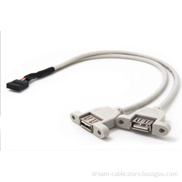 Motherboard 9pin to USB2.0 Female Cable with 2 Screw